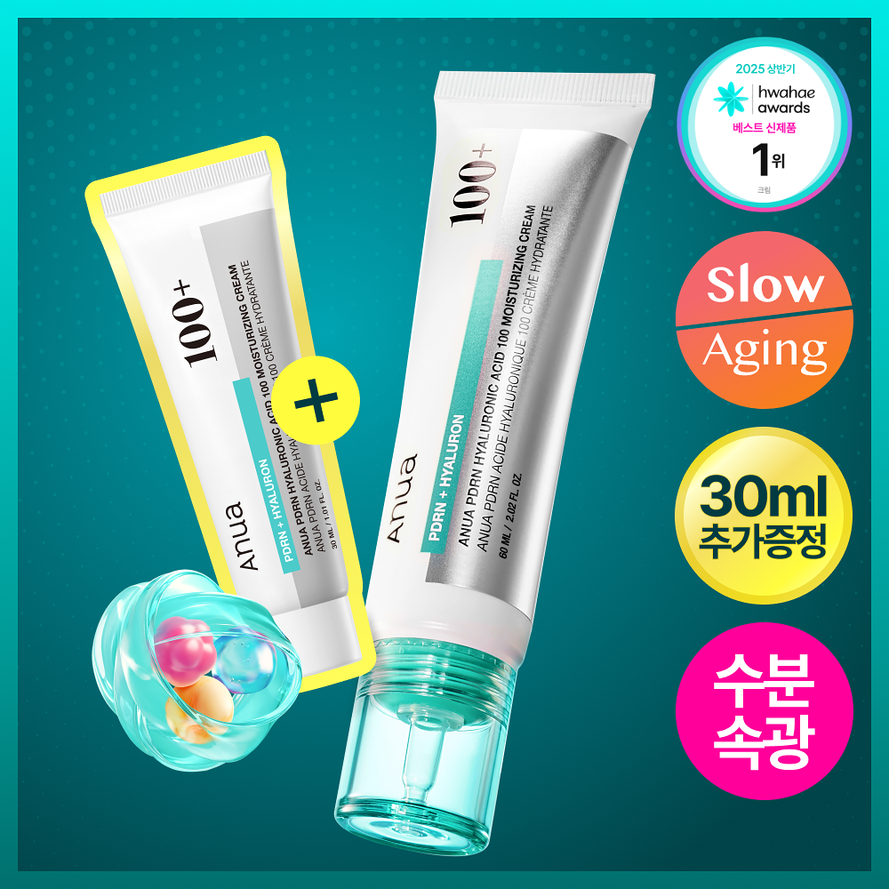 [Anua] 아누아 피디알엔 히알루론산 100 수분크림 60mL (+30ml 증정)